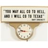 Image 1 : Clock Davy Crockett Custom Texas Beer Sign