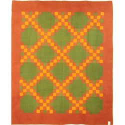 Antique Orange And Green Texas Quilt