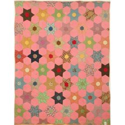 Pink Multi Colored Star Texas Quilt