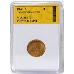 1947-S Lincoln Wheat Cent SSG MS70