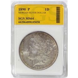 1890 Morgan Silver Dollar SGS MS64