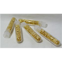 5 Large Vials of Gold Flakes