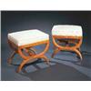 Image 1 : PAIR OF FRENCH UPHOLSTERED OAK OTTOMANS, CA.