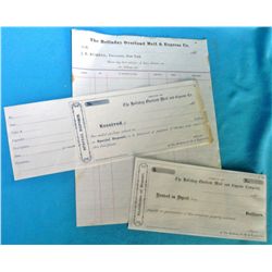 Group of 3 Holladay Overland Mail & Express Co. pieces. Two different deposit slips and a letterhead