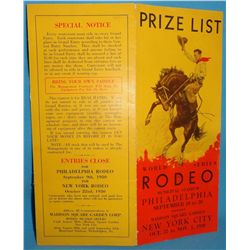 World Series Rodeo in Philadelphia & New York’s Madison Square Garden illustrated colored brochure. 