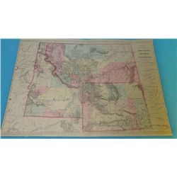 Map: Montana Idaho and Wyoming,. F. Augustus Mitchell, 1881. Multi colored. 15 ¼” x 21 ¼.