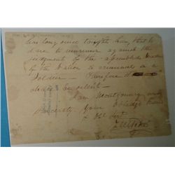 Zebulon Pike Letter to Congressmen Montgomery about Expedition Expenses. Incomplete, signed. Montgom