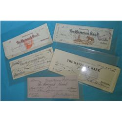 Scarce group of Wyoming Territory checks from Maverick Bank, Fort Fetterman dated 1886-87.