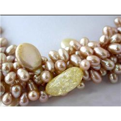 Elegant Five Row 18~ 14mm Rice Pearl and Coin Pearl nat