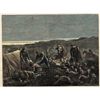 Image 1 : ORIGINAL Antique HAND-COLORED scene ~ SHEEP RAID IN COL