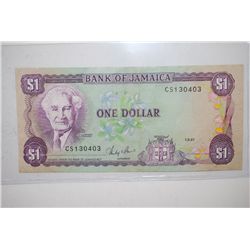 1987 Jamaica $1 Foreign Bank Note; EST. $3-5