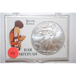 2009 Silver Eagle $1 In Bar Mitzvah Holder; EST. $35-45