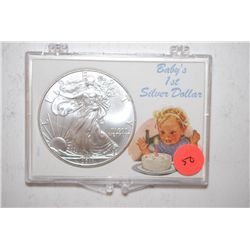 2011 Silver Eagle $1 In Baby's 1st Silver Dollar Holder; EST. $35-45