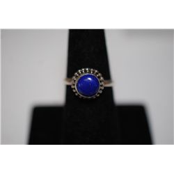Sterling Silver Ring Size 8 With Round Blue Stone; .925 Silver; EST. $10-20