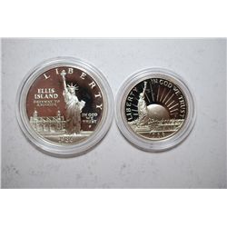 1986-S US Liberty Ellis Island Commemorative Two-Coin Proof Set; Silver Dollar & Half Dollar; EST. $