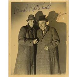 Basil Rathbone and Nigel Bruce signed photograph from "Sherlock Holmes"