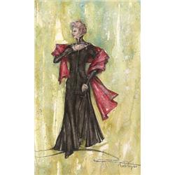 Noel Taylor costume sketch of Katharine Hepburn for "This Can't Be Love"