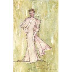 Noel Taylor costume sketch of Katharine Hepburn for "Mrs. Delafield Wants to Marry"