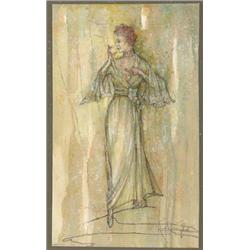 Noel Taylor costume sketch of Julie Harris for "The Glass Menagerie"