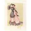 Image 1 : Walter Plunkett costume sketch of Vivien Leigh for "Gone With the Wind" (black and peach dress)