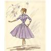 Image 1 : Edith Head costume sketch of Audrey Hepburn for "Roman Holiday" (lavender dress)