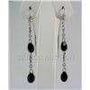 Image 1 : Oval Sapphire 12.38CTW Dangling Silver Earring