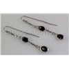 Image 2 : Oval Sapphire 12.38CTW Dangling Silver Earring