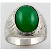 Image 1 : Natural Jade Men's Ring Set in Sterling Silver w/ Desin