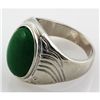 Image 2 : Natural Jade Men's Ring Set in Sterling Silver w/ Desin