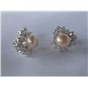 Image 1 : BUTTERFLY CZ PEACH PEARL SILVER EARRINGS***METAL: SILVE