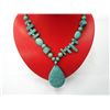 Image 1 : BLUE TURQUISE WITH TEARDROP PENDANT LONGSTRAND NECKLACE
