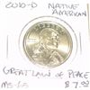 Image 1 : 2010-D NATIVE AMERICAN $1 COIN RED BOOK VALUE IS $7.00 *RARE MS-65 HIGH GRADE GREAT LAW OF PEACE*!!
