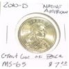 Image 1 : 2010-D NATIVE AMERICAN $1 COIN RED BOOK VALUE IS $7.00 *RARE MS-65 HIGH GRADE GREAT LAW OF PEACE*!!