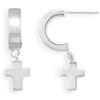 Image 1 : GENUINE STERLING SILVER 1/2 Hoop with Cross Post Earrings
