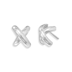 GENUINE STERLING SILVER Curved "X" Earrings