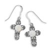 Image 1 : GENUINE STERLING SILVER Synthetic Opal Filigree Cross Earrings