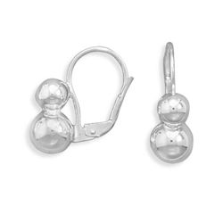 GENUINE STERLING SILVER Double Bead Lever Back Earrings