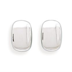 GENUINE STERLING SILVER  Rectangular Concave Clip-On Earrings