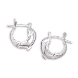 GENUINE STERLING SILVER  Dolphin Hinged Earrings