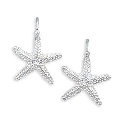 GENUINE STERLING SILVER  Starfish on Wire Earrings