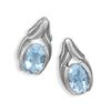Image 1 : GENUINE STERLING SILVER & Oxidized  Oval Blue Topaz Post Earrings