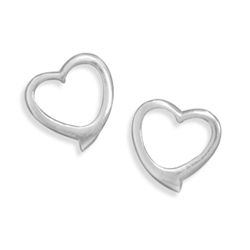 GENUINE STERLING SILVER Cut Out Heart Earrings