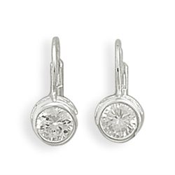 GENUINE STERLING SILVER 6mm Bezel Earrings on Lever