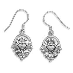 GENUINE STERLING SILVER  Claddagh Earrings on French Wire