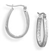 Image 1 : GENUINE STERLING SILVER & Rhodium Plated Pear Shape In/Out CZ Earrings