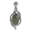 Image 1 : GENUINE STERLING SILVER & BALTIC AMBER - Oval Green  Amber Pendant with Leaf Design