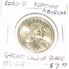 Image 1 : 2010-D NATIVE AMERICAN *GREAT LAW OF PEACE* DOLLAR RED BOOK VALUE IS $7.00 *RARE MS-65 HIGH GRADE*!!