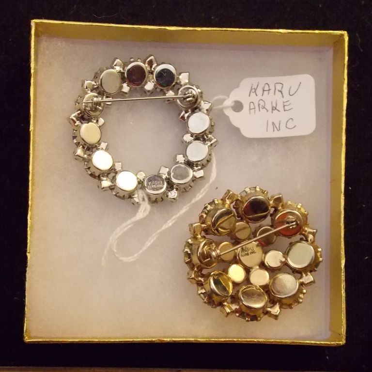 Vintage Karu Arke Inc Brooches with Aurora Boreali Vintage Costume