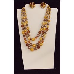 Vintage Necklace & Earring set w/ Yellow & Citrine Costume Jewelry  Necklace and Ear Ring set with Y