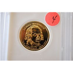 2007 US Presidential James Madison $1; Pure 24K Gold Enriched; EST. $5-10